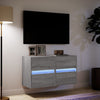 TV Wall Cabinets with LED Lights 2 pcs Grey Sonoma 41x31x45 cm