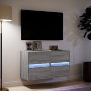 TV Wall Cabinets with LED Lights 2 pcs Grey Sonoma 41x31x45 cm