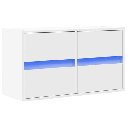 TV Wall Cabinet with LED Lights White 80x31x45 cm