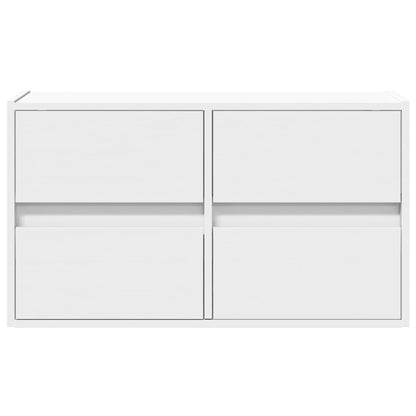 TV Wall Cabinet with LED Lights White 80x31x45 cm