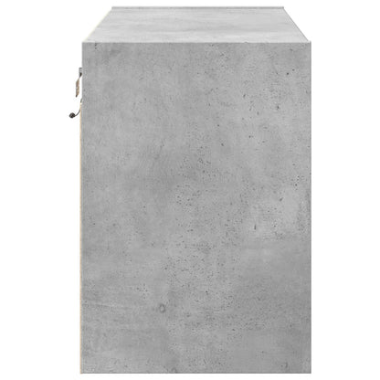 TV Wall Cabinet with LED Lights Concrete Grey 80x31x45 cm