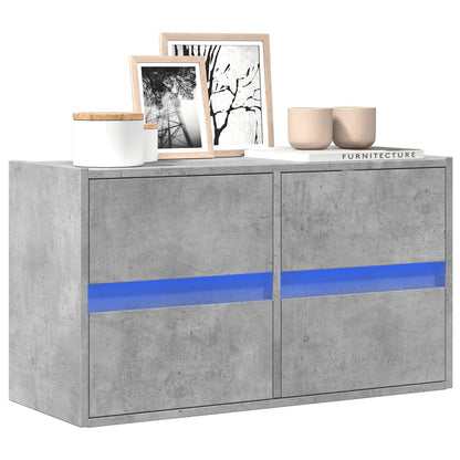 TV Wall Cabinet with LED Lights Concrete Grey 80x31x45 cm