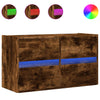 TV Wall Cabinet with LED Lights Smoked Oak 80x31x45 cm