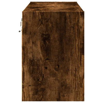 TV Wall Cabinet with LED Lights Smoked Oak 80x31x45 cm