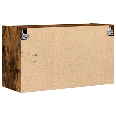TV Wall Cabinet with LED Lights Smoked Oak 80x31x45 cm