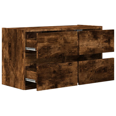 TV Wall Cabinet with LED Lights Smoked Oak 80x31x45 cm