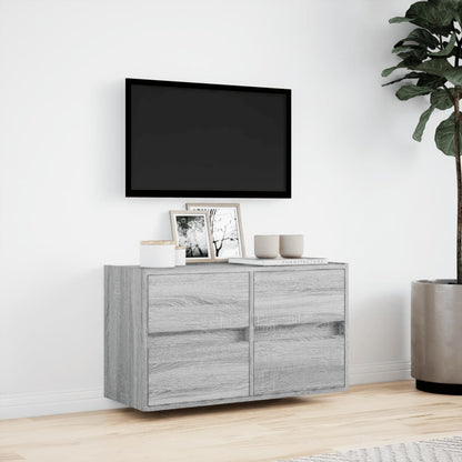 TV Wall Cabinet with LED Lights Grey Sonoma 80x31x45 cm