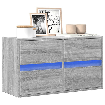 TV Wall Cabinet with LED Lights Grey Sonoma 80x31x45 cm