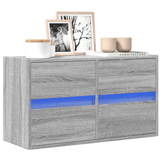 TV Wall Cabinet with LED Lights Grey Sonoma 80x31x45 cm