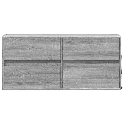 TV Wall Cabinet with LED Lights Grey Sonoma 100x31x45 cm