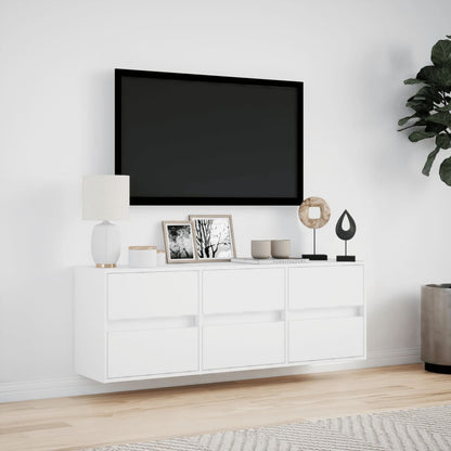 TV Wall Cabinet with LED Lights White 130x31x45 cm