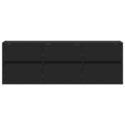 TV Wall Cabinet with LED Lights Black 130x31x45 cm
