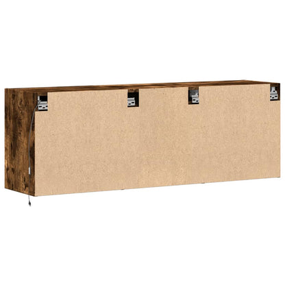 TV Wall Cabinet with LED Lights Smoked Oak 130x31x45 cm