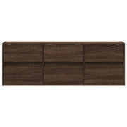 TV Wall Cabinet with LED Lights Brown Oak 130x31x45 cm