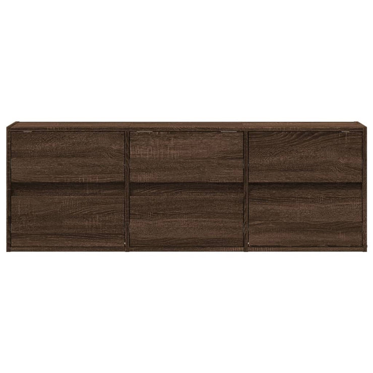 TV Wall Cabinet with LED Lights Brown Oak 130x31x45 cm