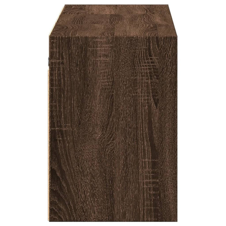 TV Wall Cabinet with LED Lights Brown Oak 130x31x45 cm