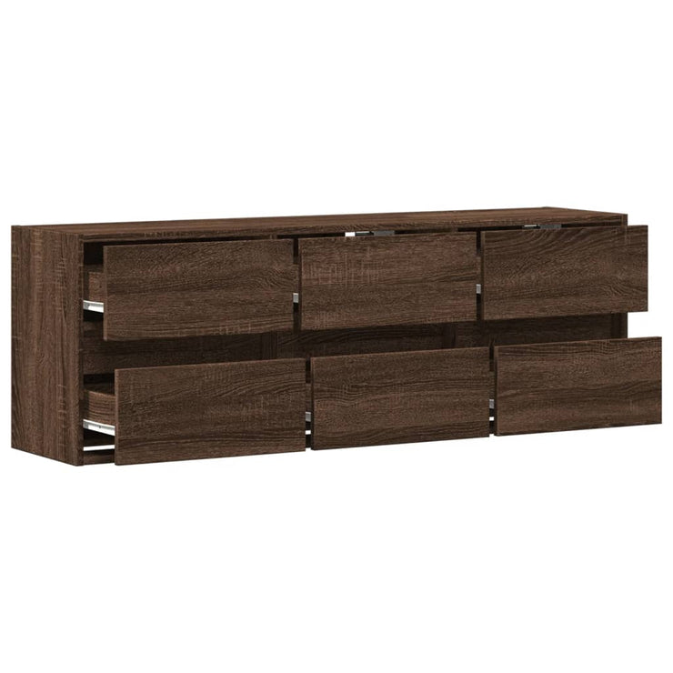 TV Wall Cabinet with LED Lights Brown Oak 130x31x45 cm