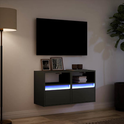 TV Wall Cabinets with LED Lights 2 pcs Black 41x31x45 cm