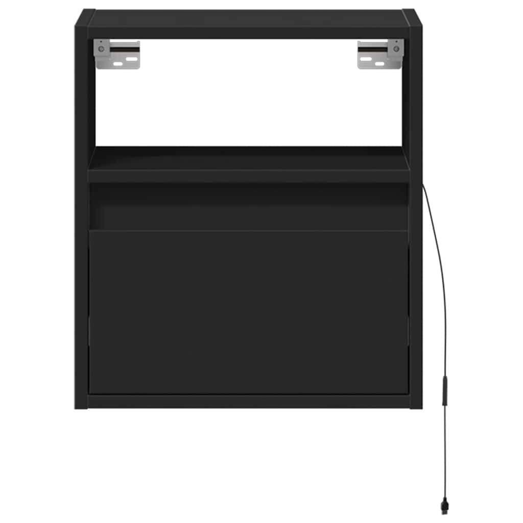 TV Wall Cabinets with LED Lights 2 pcs Black 41x31x45 cm