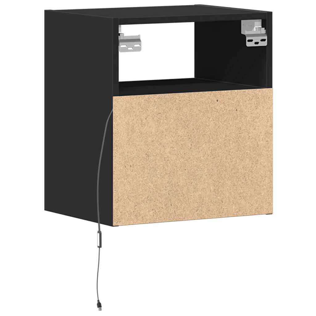 TV Wall Cabinets with LED Lights 2 pcs Black 41x31x45 cm