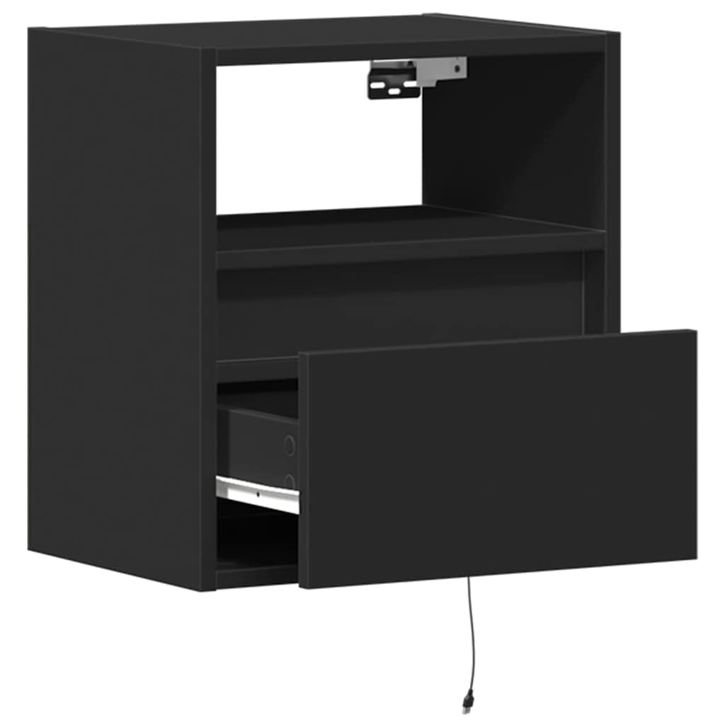 TV Wall Cabinets with LED Lights 2 pcs Black 41x31x45 cm
