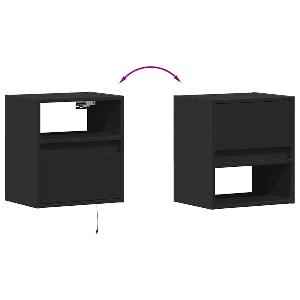 TV Wall Cabinets with LED Lights 2 pcs Black 41x31x45 cm
