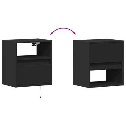 TV Wall Cabinets with LED Lights 2 pcs Black 41x31x45 cm