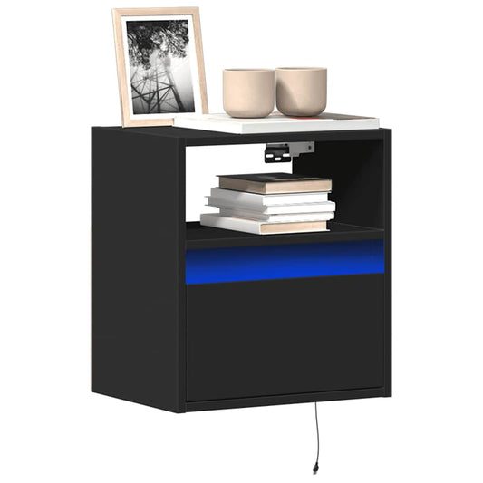 TV Wall Cabinets with LED Lights 2 pcs Black 41x31x45 cm