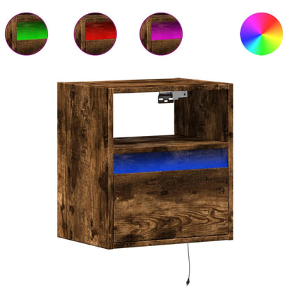TV Wall Cabinet with LED Lights Smoked Oak 41x31x45 cm