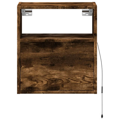 TV Wall Cabinet with LED Lights Smoked Oak 41x31x45 cm
