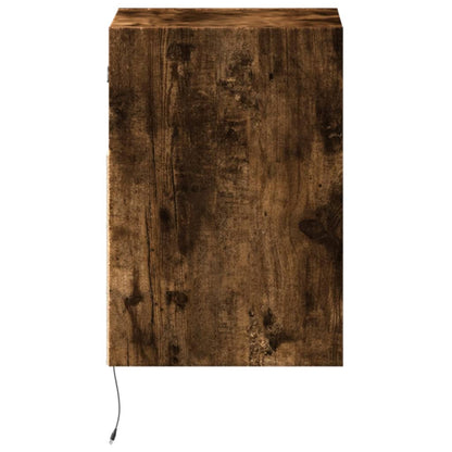 TV Wall Cabinet with LED Lights Smoked Oak 41x31x45 cm