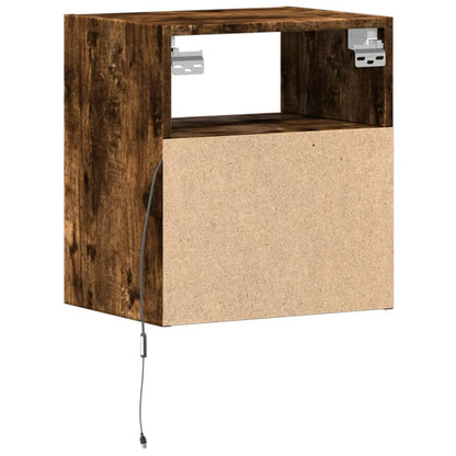 TV Wall Cabinet with LED Lights Smoked Oak 41x31x45 cm