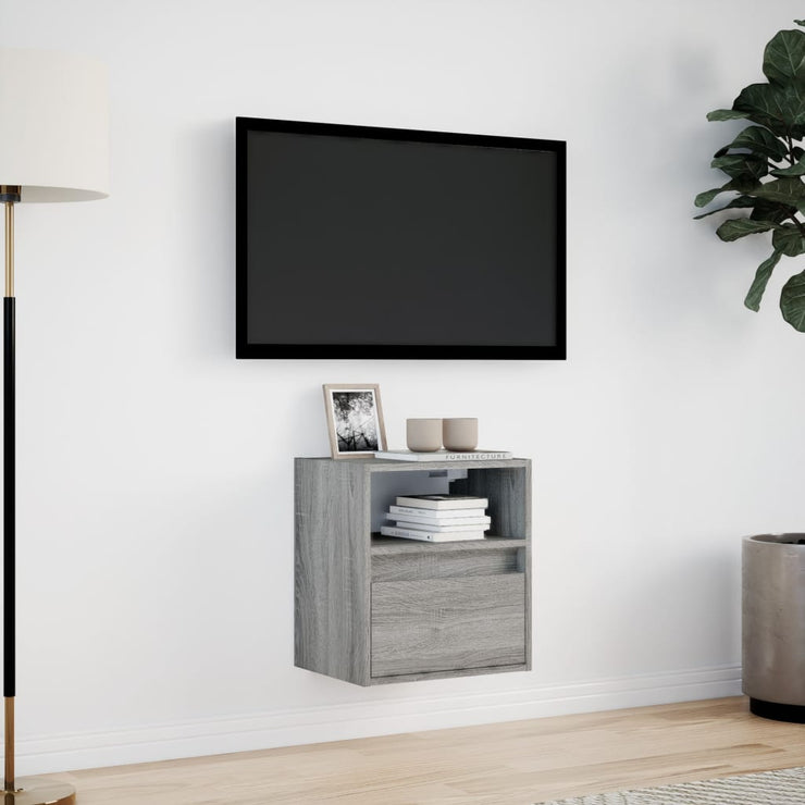 TV Wall Cabinet with LED Lights Grey Sonoma 41x31x45 cm