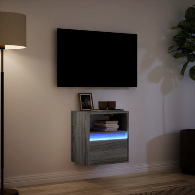 TV Wall Cabinet with LED Lights Grey Sonoma 41x31x45 cm