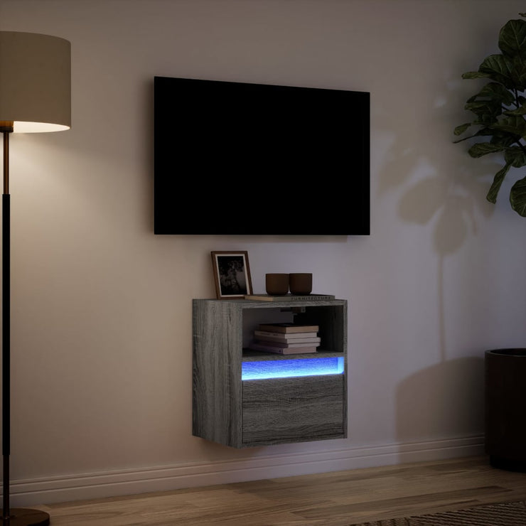 TV Wall Cabinet with LED Lights Grey Sonoma 41x31x45 cm