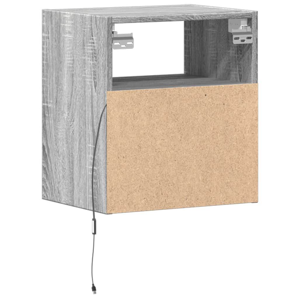 TV Wall Cabinet with LED Lights Grey Sonoma 41x31x45 cm