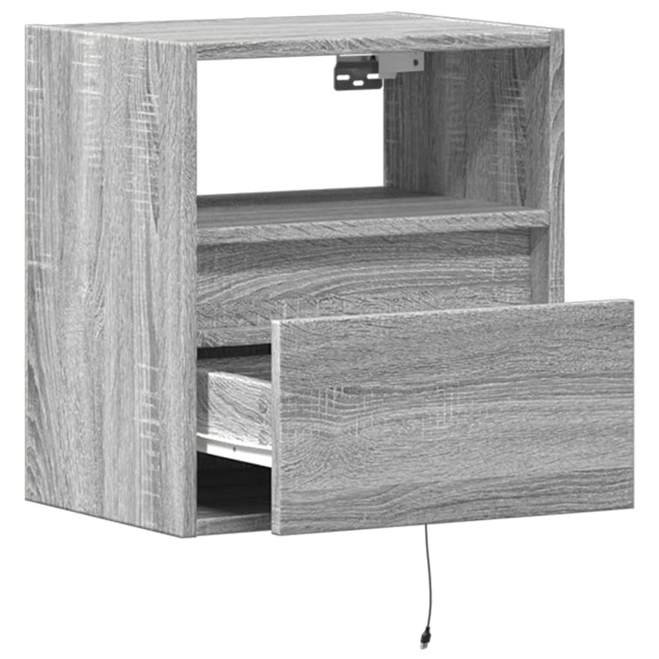 TV Wall Cabinet with LED Lights Grey Sonoma 41x31x45 cm