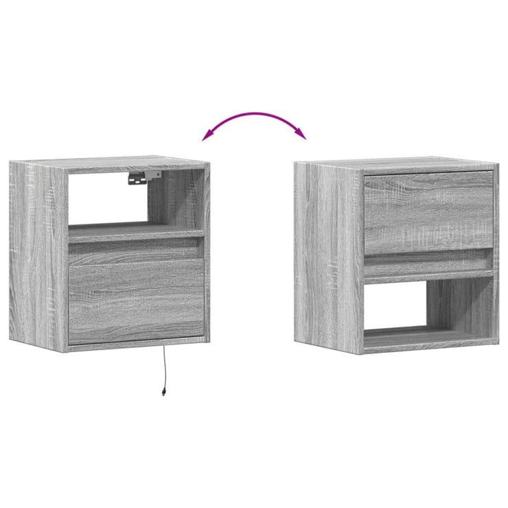 TV Wall Cabinet with LED Lights Grey Sonoma 41x31x45 cm