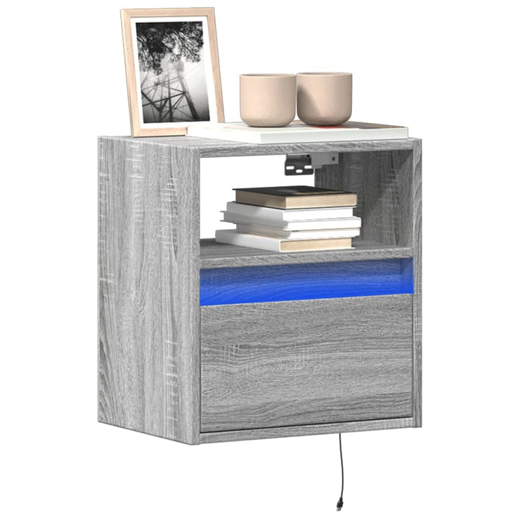 TV Wall Cabinet with LED Lights Grey Sonoma 41x31x45 cm