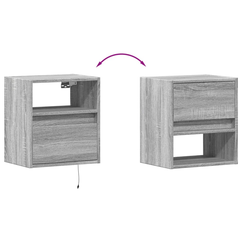 TV Wall Cabinets with LED Lights 2 pcs Grey Sonoma 41x31x45 cm