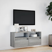 TV Wall Cabinet with LED Lights Grey Sonoma 100x31x45 cm