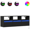TV Wall Cabinet with LED Lights Black 130x31x45 cm