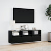 TV Wall Cabinet with LED Lights Black 130x31x45 cm