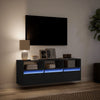 TV Wall Cabinet with LED Lights Black 130x31x45 cm