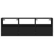 TV Wall Cabinet with LED Lights Black 130x31x45 cm