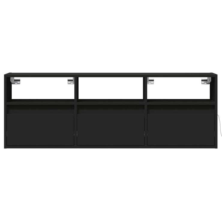TV Wall Cabinet with LED Lights Black 130x31x45 cm
