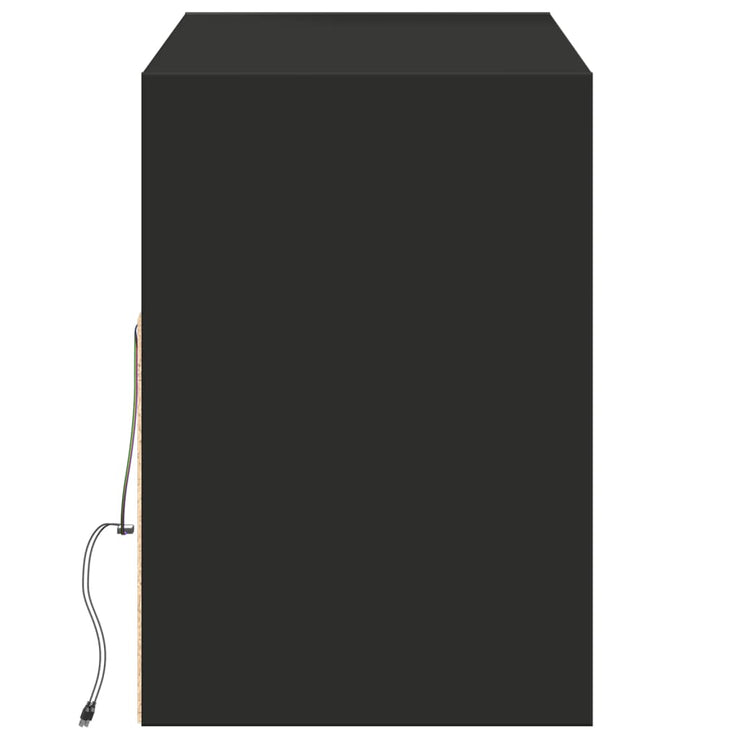 TV Wall Cabinet with LED Lights Black 130x31x45 cm