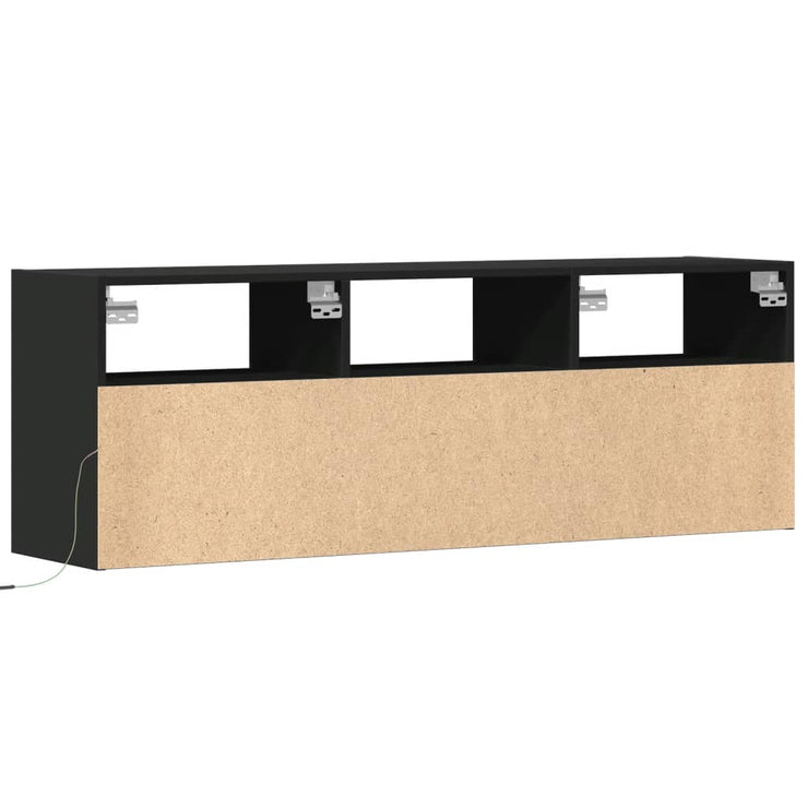 TV Wall Cabinet with LED Lights Black 130x31x45 cm