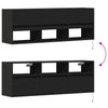 TV Wall Cabinet with LED Lights Black 130x31x45 cm