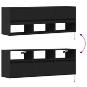 TV Wall Cabinet with LED Lights Black 130x31x45 cm